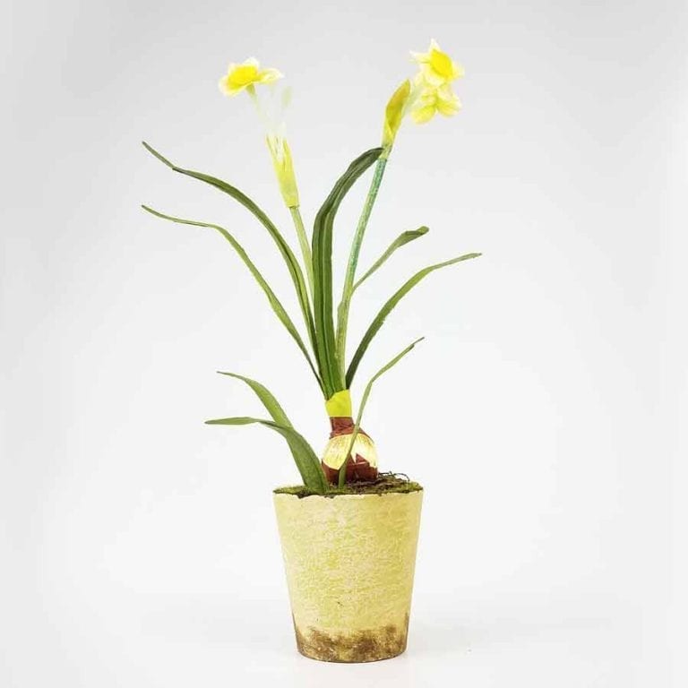 Vaso de Narciso Amarelo Artificial com 1 Bulbo (38cm)