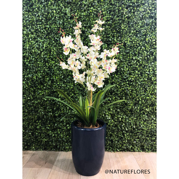 Folha Artificial de Orquídea Verde em Silicone (43cm) - Nature Flores