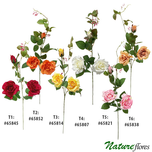 Galho de Rosa Flor Artificial 2F 1BT(85cm) - Nature Flores
