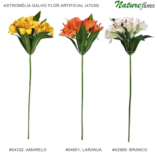 Astromélia Galho Flor Artificial (47cm)