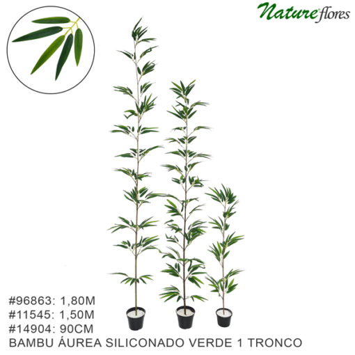 Bambu Áurea Siliconado Verde 1-haste Árvore Semi-Artificial