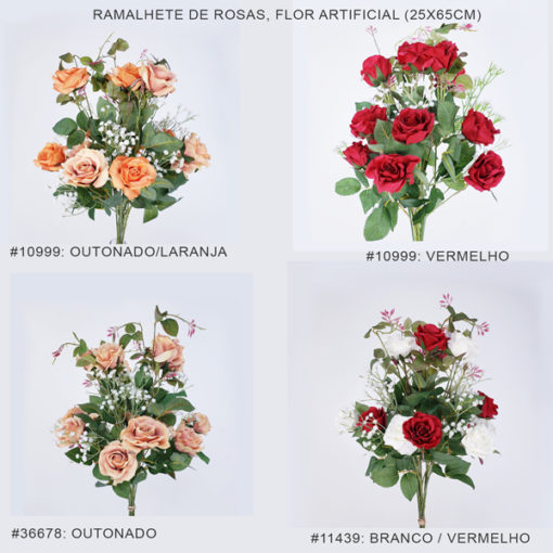 Ramalhete de Rosas e Mosquitinho Flor Artificial (25x65cm)