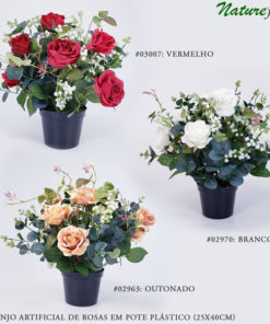 Arranjo Artificial de Rosas em Pote Plástico (25x40cm)