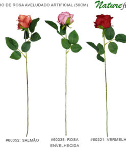 Galho de Rosa Aveludado Artificial (50cm)