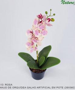 Arranjo de Orquídea Galho Artificial em pote plástico (26x56cm)