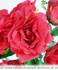 Rosa Vermelha Buquê Artificial 9F (47cm)