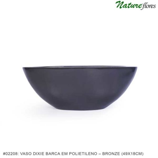 #02208: Vaso Dixie Barca em Polietileno – Bronze (49x20x18cm)
