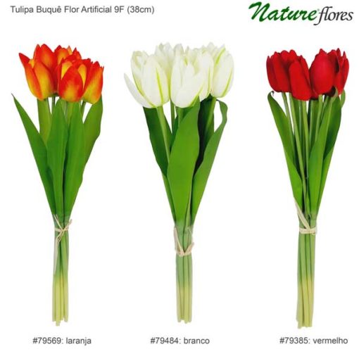 Tulipa Buquê Flor Artificial 9F (38cm)