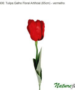 #88806: Tulipa Galho Floral Artificial (65cm) - vermelho