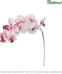#14430: Orquídea Phalaenopsis Flor Artificial 9FL (76cm) - branco/lavanda