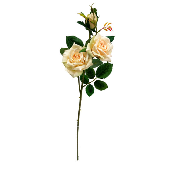 Rosa com 3 Flores Galho Floral Artificial (65cm) - Imagem 5