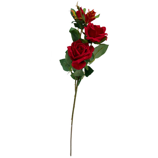 Rosa com 3 Flores Galho Floral Artificial (65cm) - Imagem 7