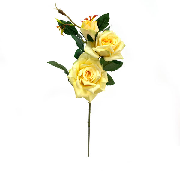 Rosa com 3 Flores Galho Floral Artificial (65cm) - Imagem 3