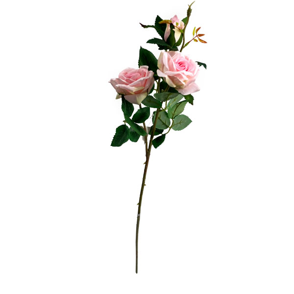 Rosa com 3 Flores Galho Floral Artificial (65cm) - Imagem 6