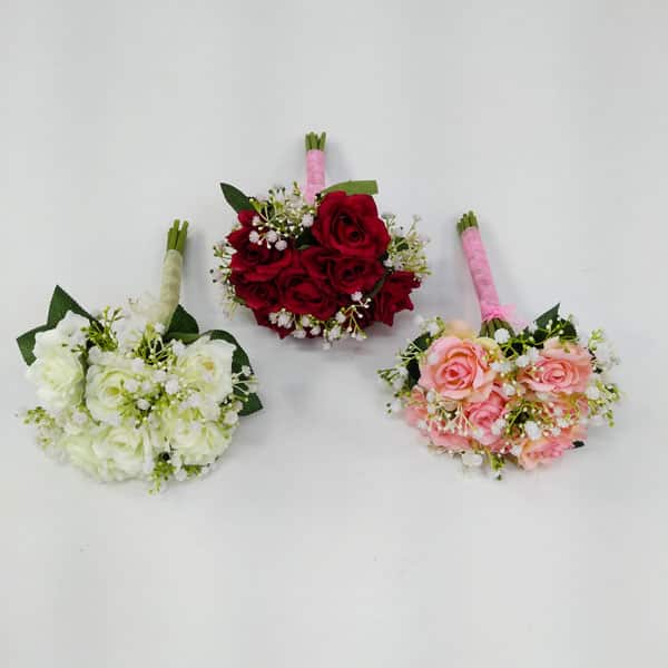 Rosa Buquê Floral Noiva com Mosquitinho Artificial (28cm) - Imagem 2