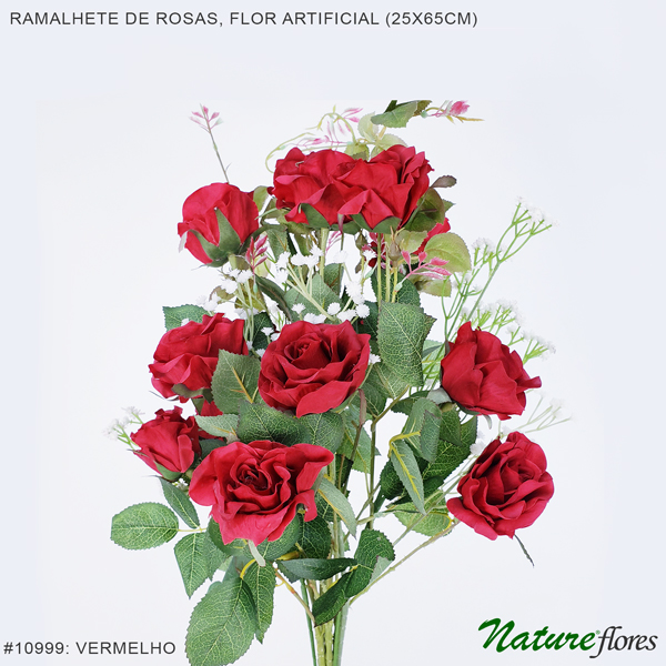 Ramalhete de Rosas e Mosquitinho Flor Artificial (25x65cm) - Imagem 9