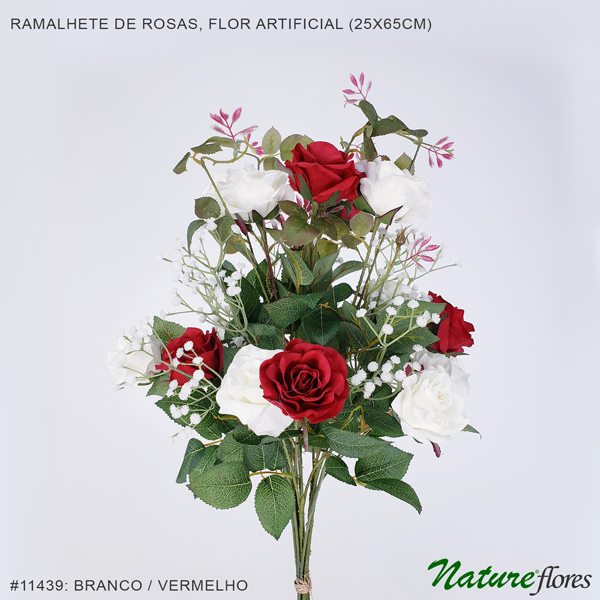 Ramalhete de Rosas e Mosquitinho Flor Artificial (25x65cm) - Imagem 12