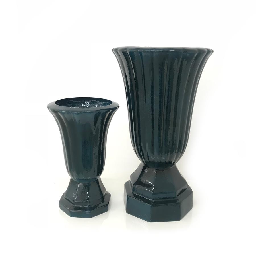 Vaso Taça Romana Esmaltado Fibra Jardim - azul verniz - Imagem 2
