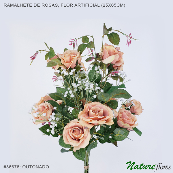 Ramalhete de Rosas e Mosquitinho Flor Artificial (25x65cm) - Imagem 15