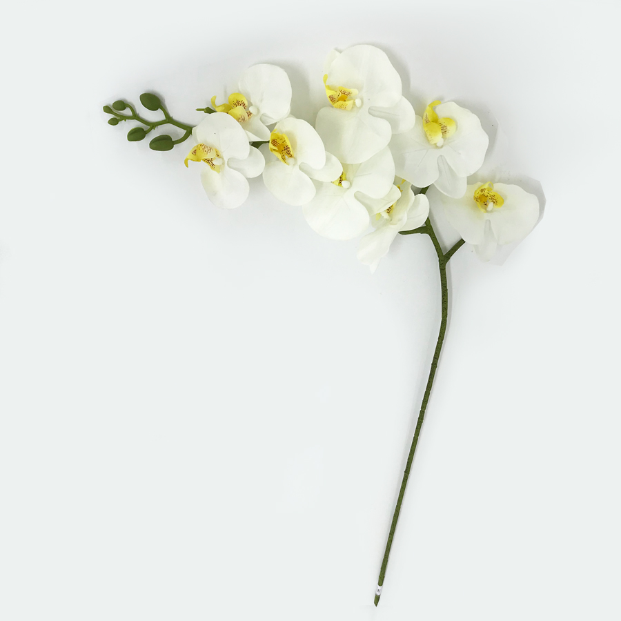 Orquídea Branca Flor Artificial em Silicone (1,03m)
