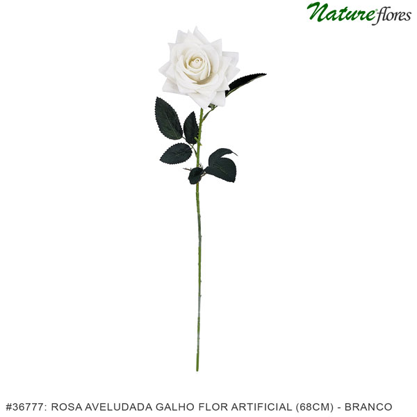 Rosa Aveludada Galho Flor Artificial (68cm) - Imagem 3