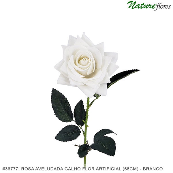 Rosa Aveludada Galho Flor Artificial (68cm) - Imagem 2