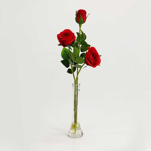 Vaso de Vidro Solitário com 3 Rosas - Água Artificia - Imagem 3