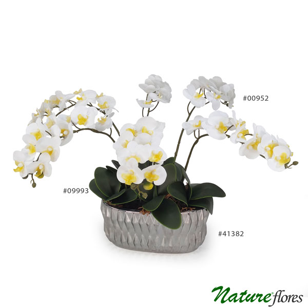 Orquídea Borboleta Branca Flor Artificial em Silicone (57cm) - Imagem 3