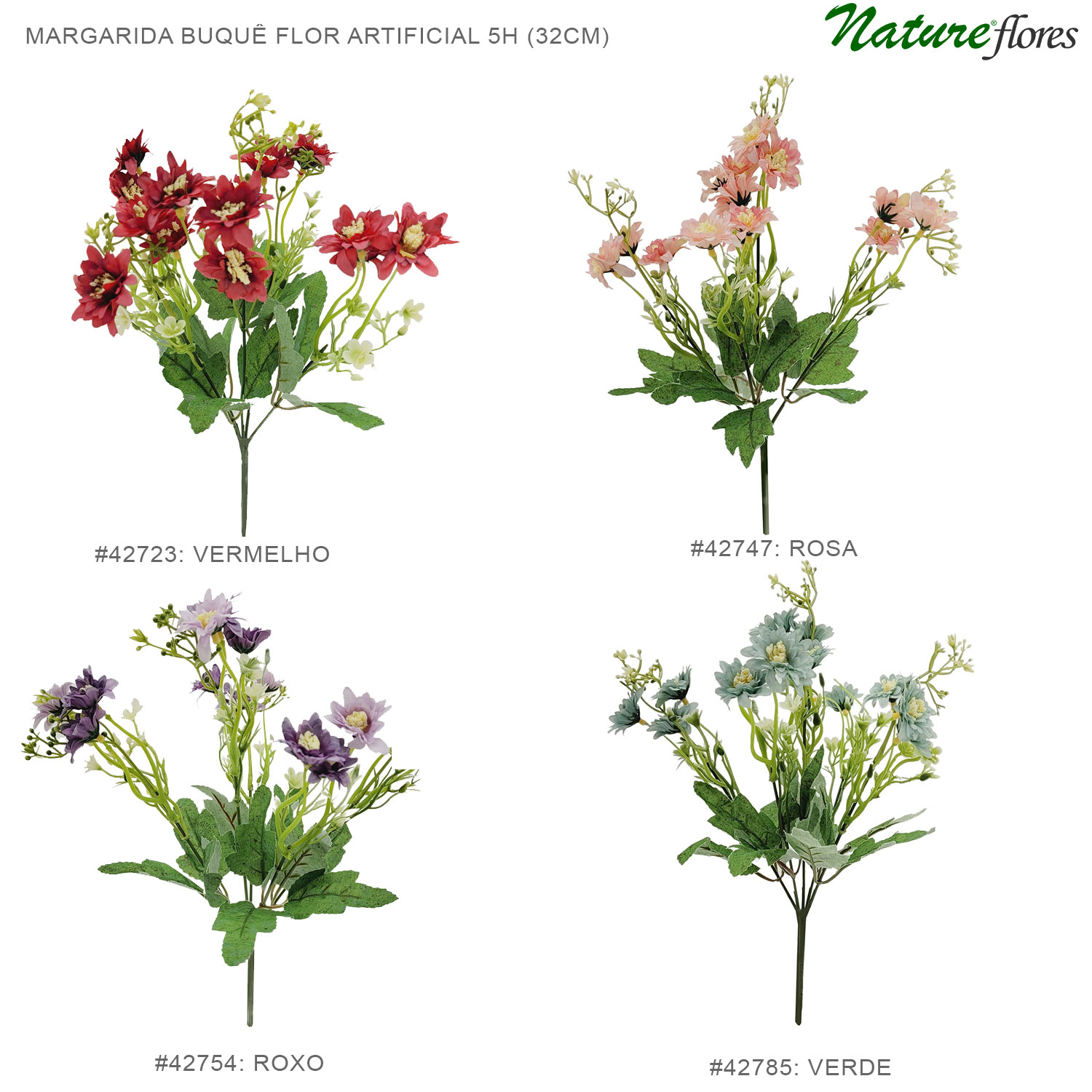 Margarida Buquê Flor Artificial 5H (32cm) - Imagem 2