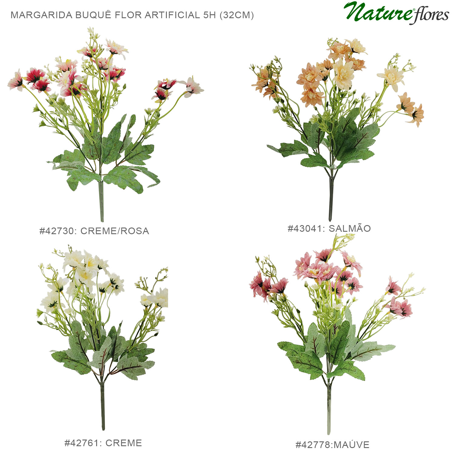 Margarida Buquê Flor Artificial 5H (32cm)