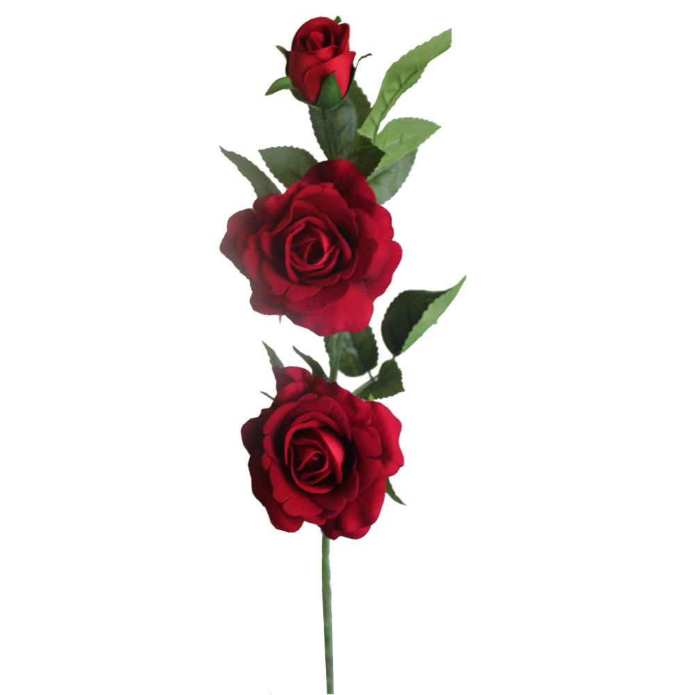 Rosa 3 flores permanente (70cm) - vermelho - Imagem 2