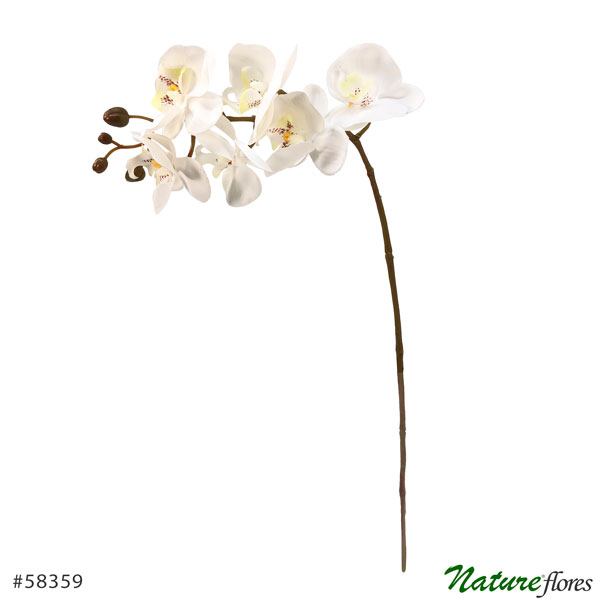 Orquidea Premium Branco Galho Artificial 5F (80cm) - Imagem 3