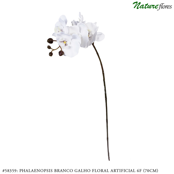 Orquidea Premium Branco Galho Artificial 5F (80cm) - Imagem 10