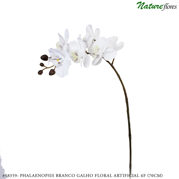 Orquidea Premium Branco Galho Artificial 5F (80cm) - Imagem 11