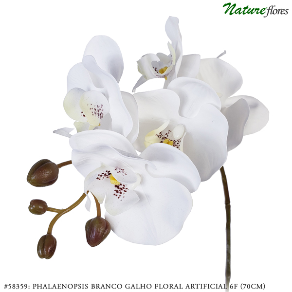 Orquidea Premium Branco Galho Artificial 5F (80cm) - Imagem 12