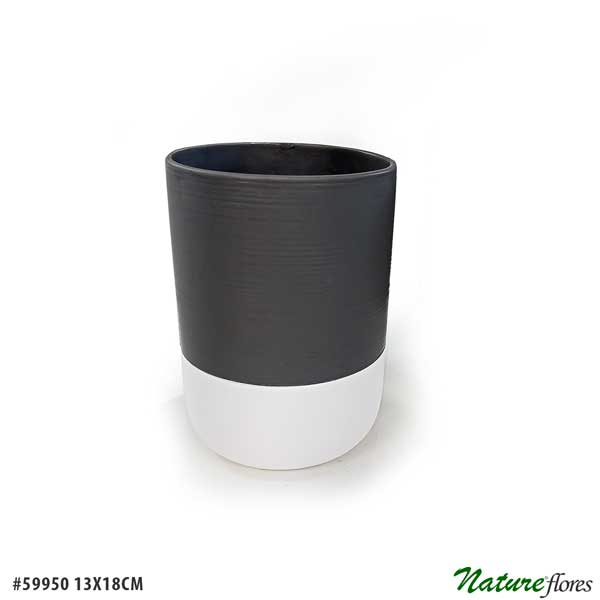 Vaso de Cerâmica Alto Bicolor com Cinza (18-20cm) - Imagem 3