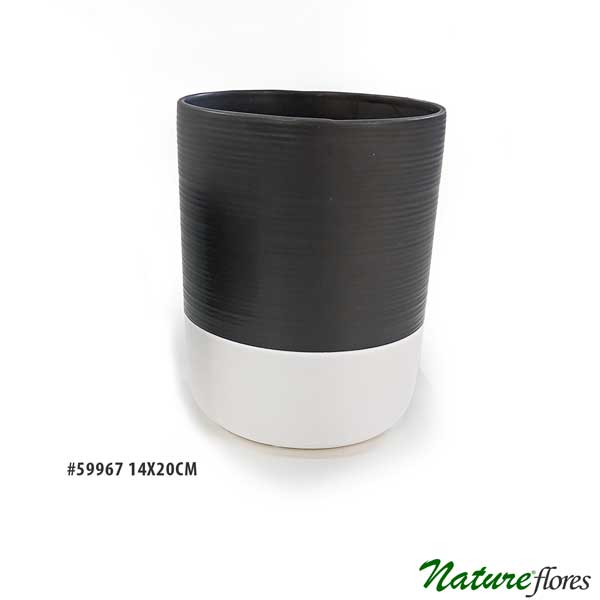 Vaso de Cerâmica Alto Bicolor com Cinza (18-20cm) - Imagem 4