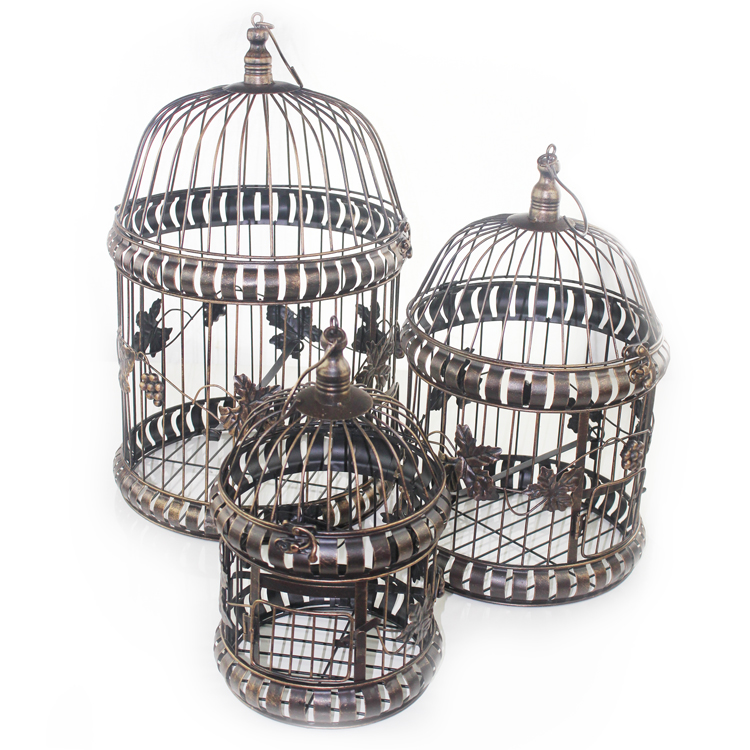 Sicilia Gaiola Redonda Decorativa em Metal - bronze
