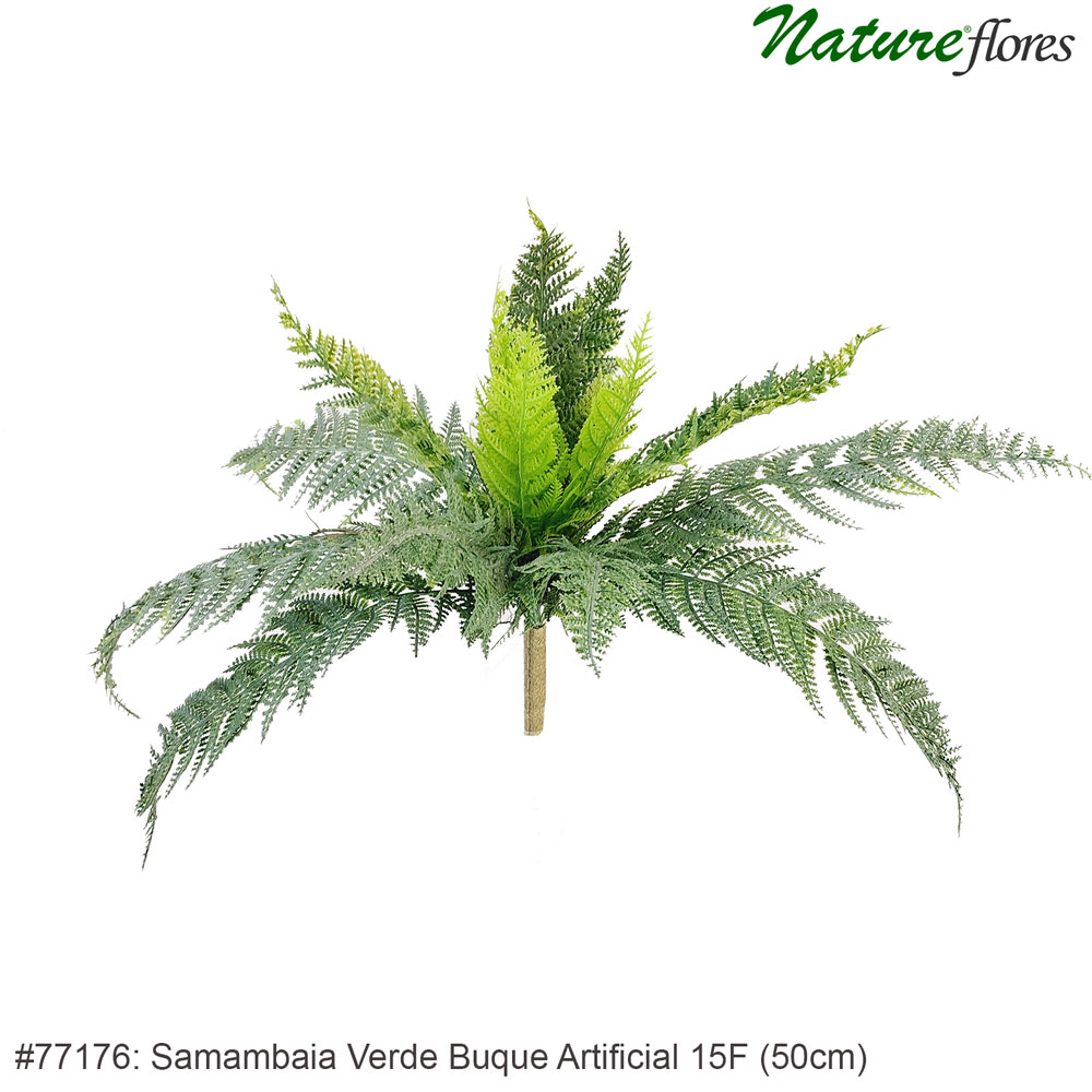 Samambaia Verde Buque Artificial 15F (50cm) - Imagem 3