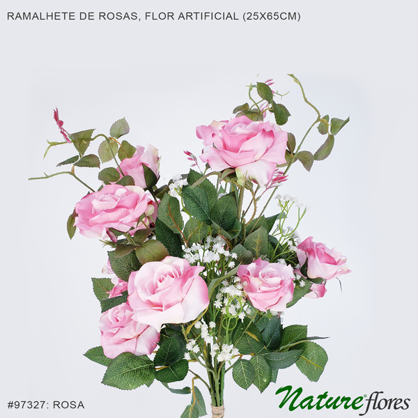 Ramalhete de Rosas e Mosquitinho Flor Artificial (25x65cm) - Imagem 26