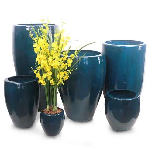 Vaso Esmaltado Fibra Jardim - azul verniz