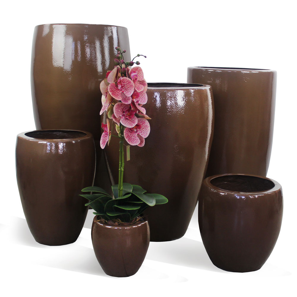 Vaso Esmaltado Fibra Jardim - marrom